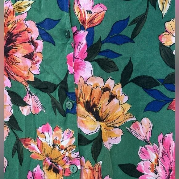 ZARA TRF Collection Kelly Green Floral Button down Long Sleeve size S - Picture 4 of 10